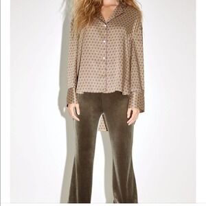 NWT Zara High Waist Flair Velvet Pants (S)